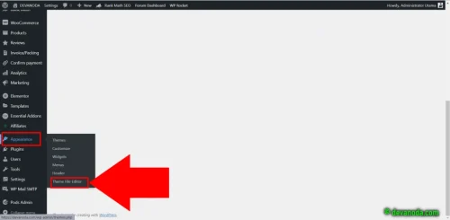 1. Masuk ke Appereance Theme file editor 1024x502 1