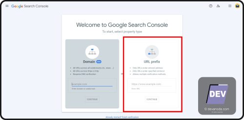 GB 04. Pilih verifikasi memakai URL Prefix