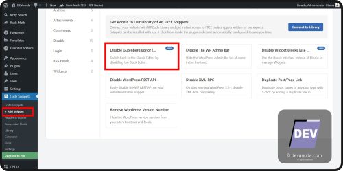 GB 16. Code Snippets Add Snippets