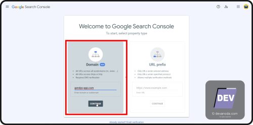 GB 22B. Masukan nama domain saja