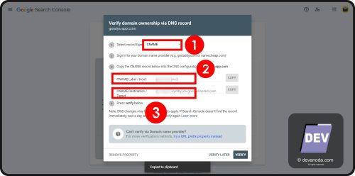 GB 34.1. Salin CNAME Records dari Google Search Console