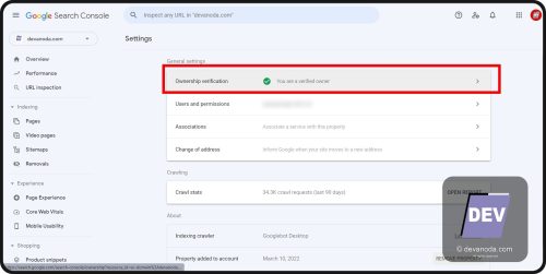 GB 36. Google Search Console Setting Ownership Verification