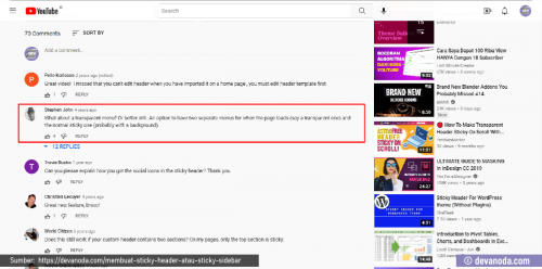 Pembahasan transparent menu yang belum ada solusi Sticky Header