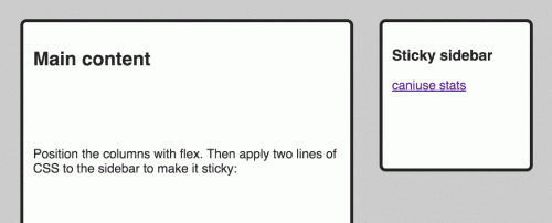Tampilan sticky sidebar