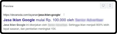 Preview tampilan Jasa Google Ads di SERP