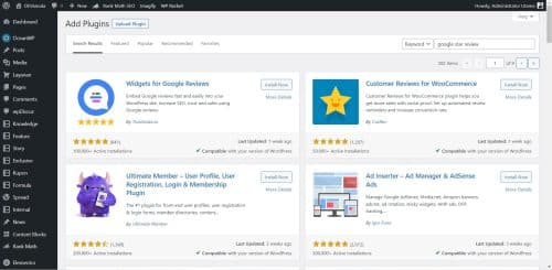 plugin google star review di wordpress