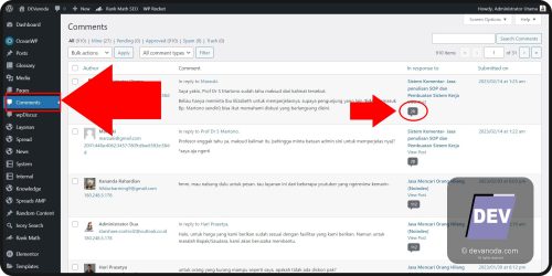 02. Pilih komentar 1 Cara Menduplikat komentar di WordPress 1