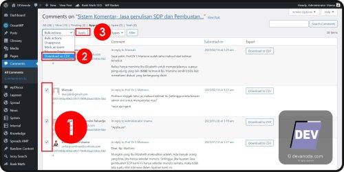 04. Pilih komentar Cara Menduplikat komentar di WordPress 1