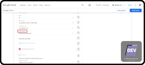Boot Disk Type Google Cloud