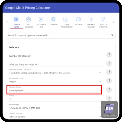 Machine Family pada Google Cloud