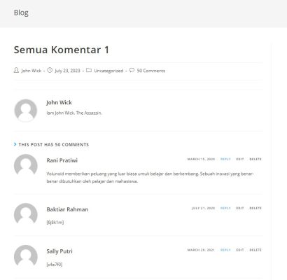 1. Tempat bagi rangkaian komentar