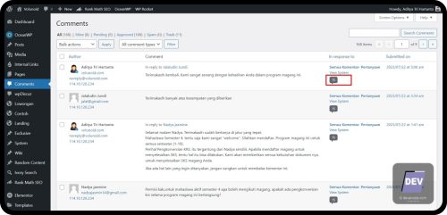 2.4. Pilih salah satu tombol jumlah komentar nya - Memindahkan Komentar WordPress