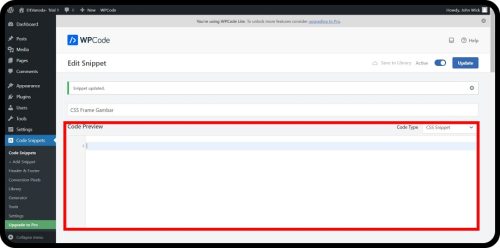3. Lokasi Custom CSS menggunakan plugin Scripts Injector dari WP Code Cara Membuat Frame Gambar Otomatis di WordPress 3. Lokasi Custom CSS menggunakan plugin Scripts Injector dari WP Code