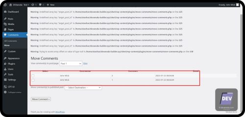 3.3.3. Komentar Muncul - Memindahkan Komentar WordPress