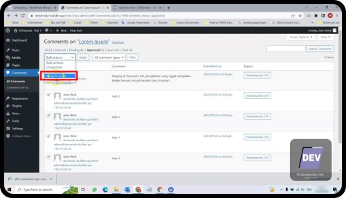 4. Menghapus komentar lama - Cara Menduplikat Komentar di WordPress