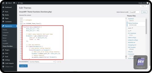 4.1.4. Memasukan kode ke function PHP - Memindahkan Komentar WordPress