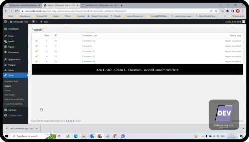 6. Komentar berhasil di import - Cara Menduplikat Komentar di WordPress