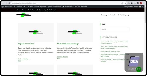 7. Tampilan hasil gambar fitur default tema oceanWP