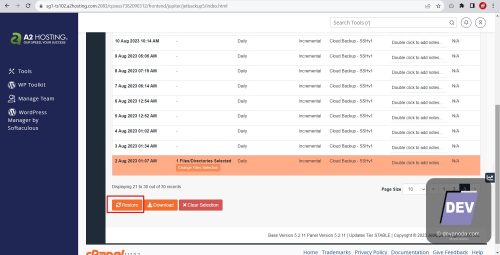 05. Klik tombol restore Jet Backup 5