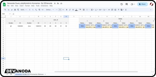 Google Sheets generate query