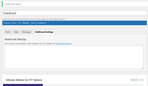 Kolom Additional Setting CF7