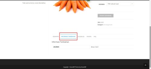 Script menyembunyikan informasi tambahan WooCommerce Sebelum Instalasi