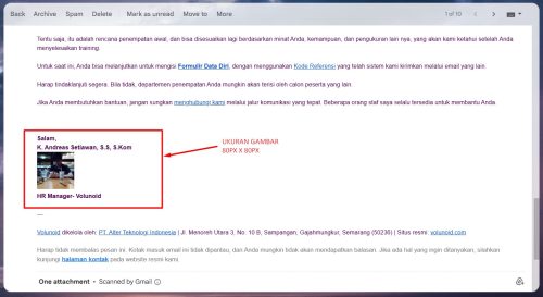 8. Ukuran gambar 80px di email