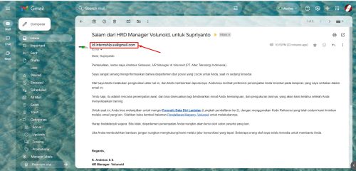 Email yang terkirim bukan dari akun yang membuat job