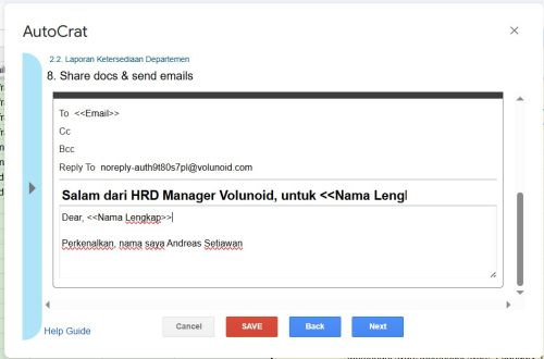 Merge Tags yang dituliskan dengan benar