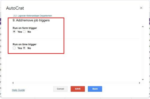 Pilihan menu pada langkah ke 9 AutoCrat