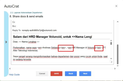 Tag Merge yang bisa dikustomisasi dengan bagian lain