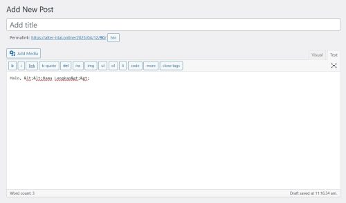Tampilan teks mode HTML di WordPress